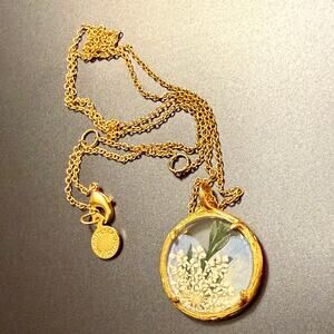 Catherine Weitzman Gold Plated Botanical "Solstice" Necklace
